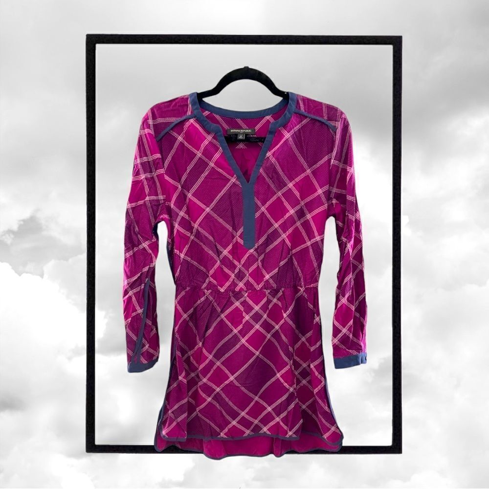 PURPLE AND NAVY BLUE PLAID DRESS‎